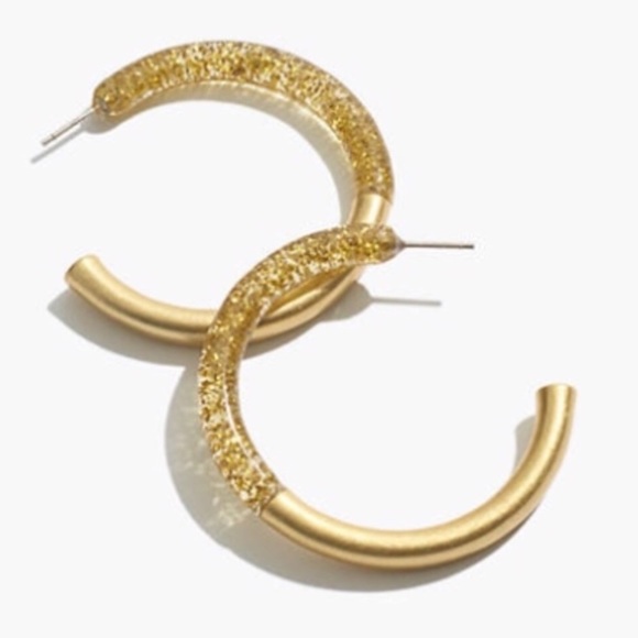 Madewell Half Acetate Sparkly Hoop Earrings New With Tag - Picture 9 of 11